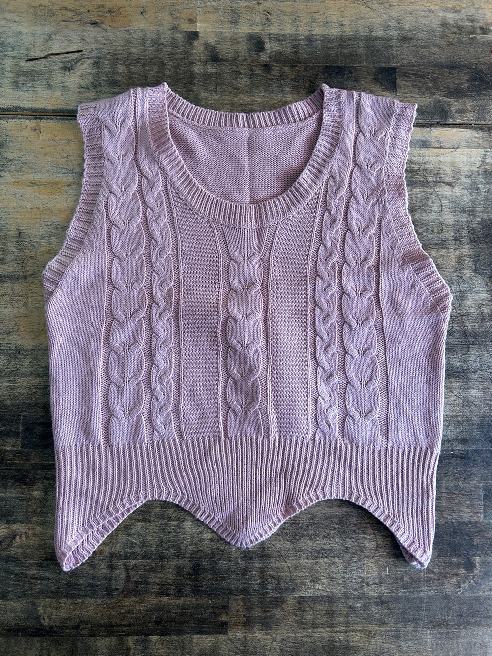 Cable Knit Sleeveless Crop Top in Pink